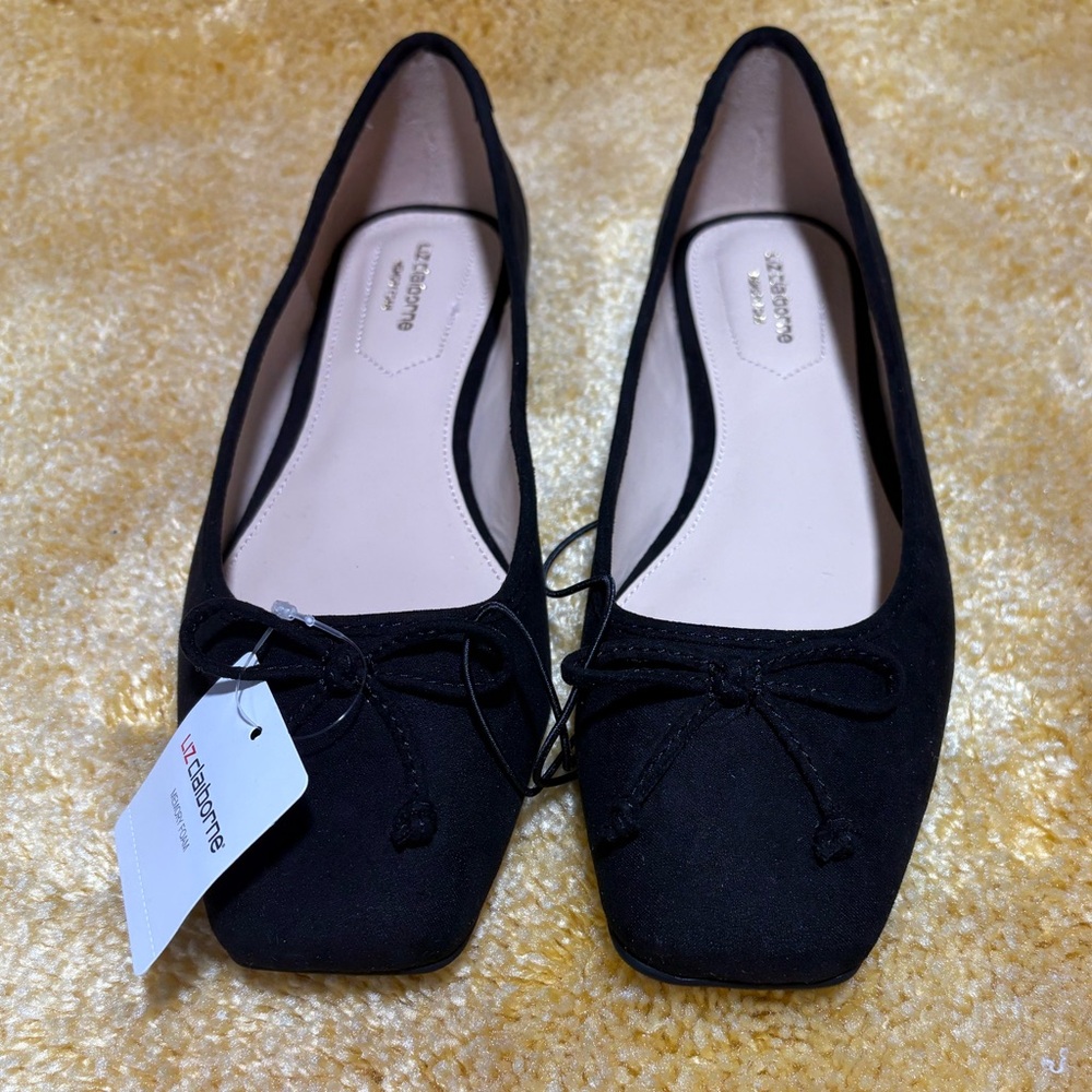 NWT Elegant Liz Claiborne Women’s Black Micro Ballet Flats Size 8.5